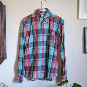 Colorful Cotton Plaid Button Down Shirt